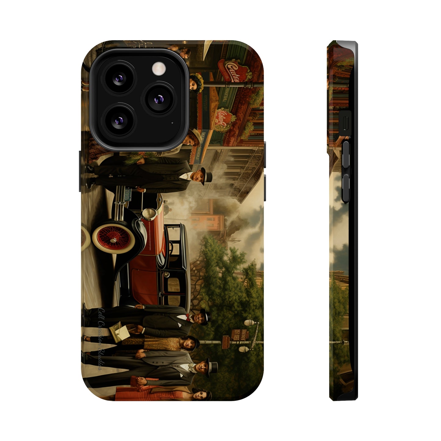 Introducing the "1920s Americana Revival" Cell Phone Case – Step into Nostalgic Elegance with a Vintage Street Scene! -MagSafe Tough Cases