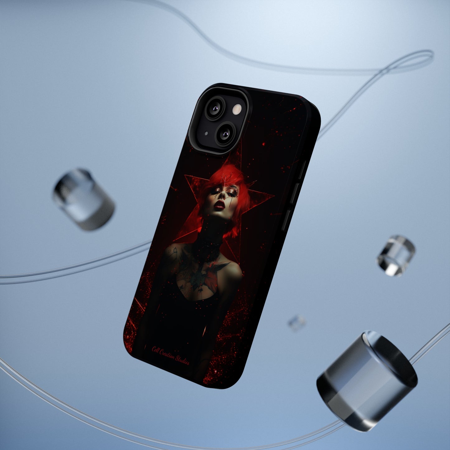 Introducing the "Inked Flame" Cell Phone Case – Embrace Fiery Elegance with a Tattooed Red-Headed Beauty -MagSafe Tough Cases