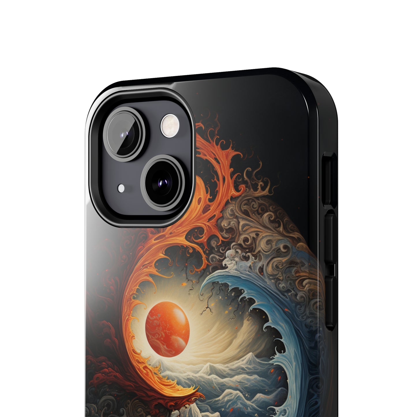 "Dual Elements Clash: Fire and Water Abstract" Phone Case -Tough Phone Cases