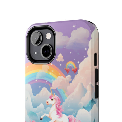 Introducing the "Floral Enchantment" Cell Phone Case – Embrace Your Imagination with a Unicorn in a Field of Flowers -Tough Phone Cases