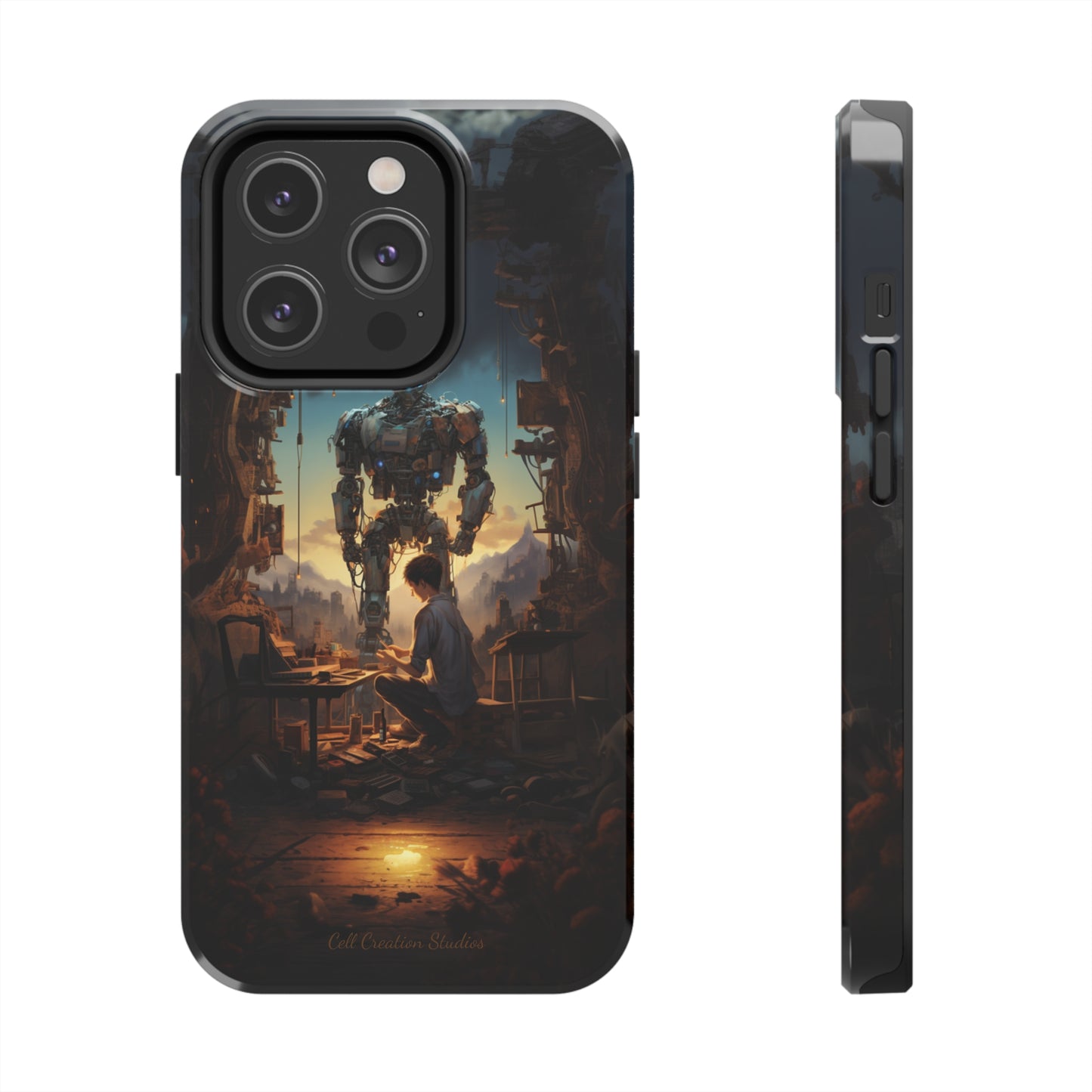 Introducing the "Mechanical Bond" Cell Phone Case – Witness a Captivating Moment of Giant Robot and Boy -Tough Phone Cases