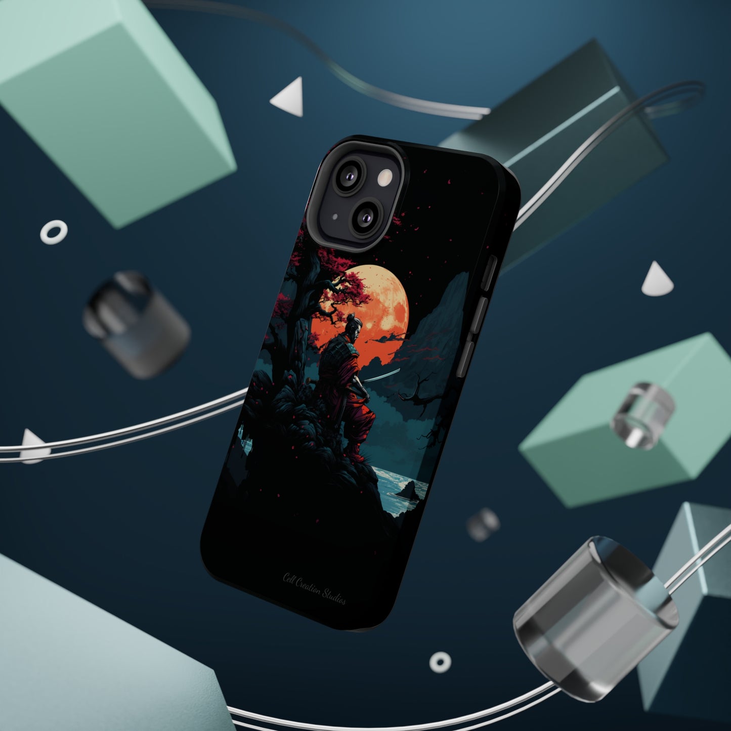 Introducing the "Moonlit Samurai Serenity" Cell Phone Case – Embrace Elegance and Strength -MagSafe Tough Cases