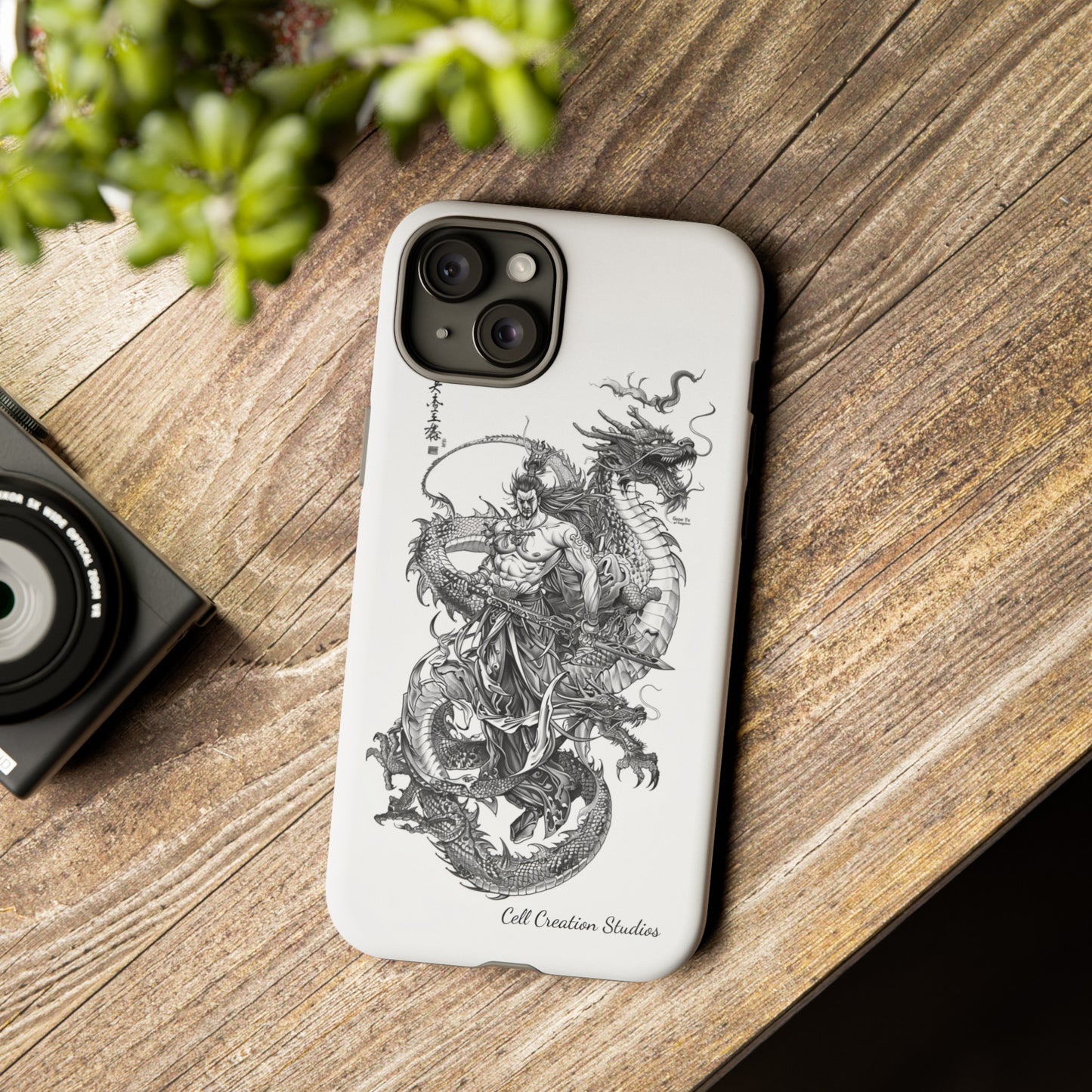 "Samurai and Dragon Sketch" -Tough iPhone Cases