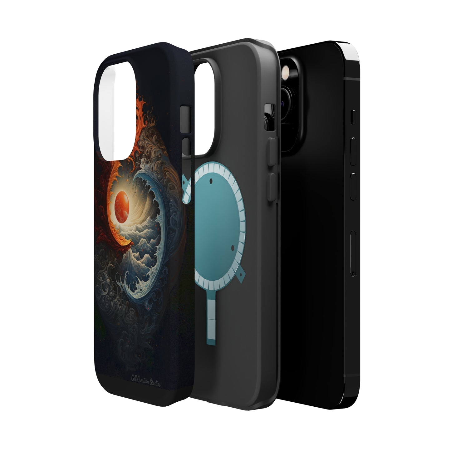 "Dual Elements Clash: Fire and Water Abstract" Phone Case -MagSafe Tough Cases