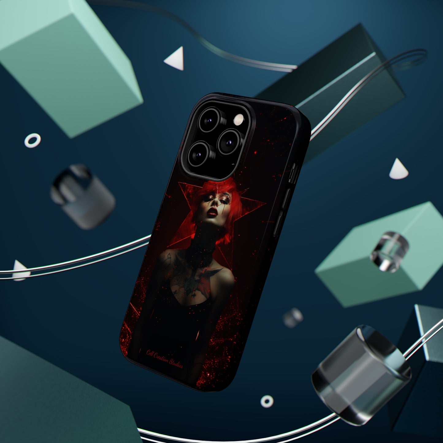 Introducing the "Inked Flame" Cell Phone Case – Embrace Fiery Elegance with a Tattooed Red-Headed Beauty -MagSafe Tough Cases