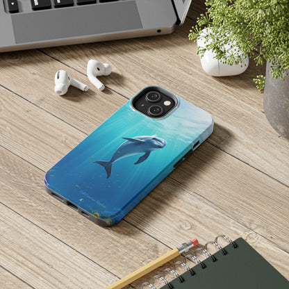 Introducing the "Dolphin Serenity" Cell Phone Case – Dive into Tranquility with a Graceful Dolphin -Tough Phone Cases