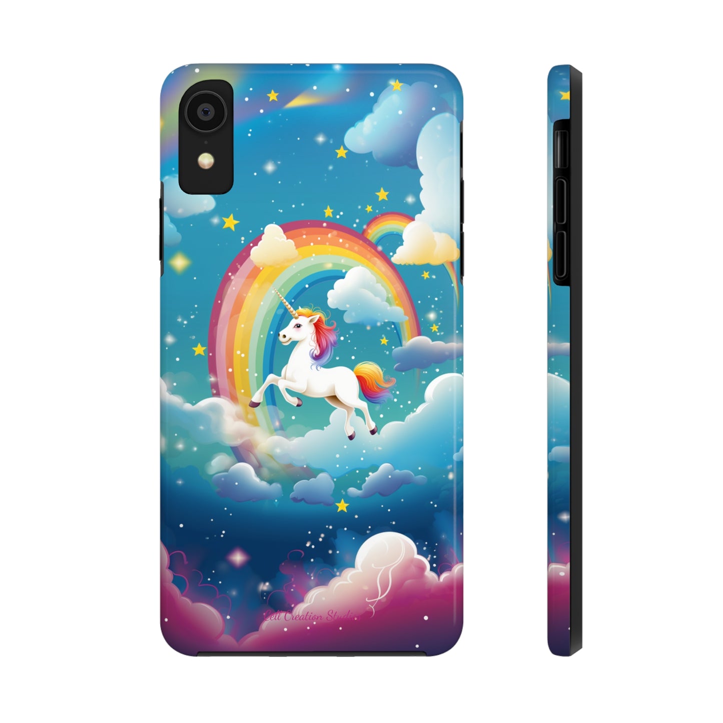 Introducing the "Rainbow Soar" Cell Phone Case – Embark on a Whimsical Journey with a Flying Unicorn -Tough Phone Cases