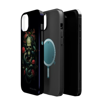 Introducing the "Serpentine Elegance" Cell Phone Case: Where Skulls and Snakes Intertwine -MagSafe Tough Cases