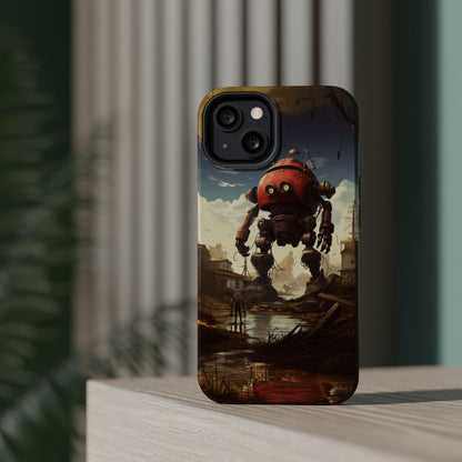 Introducing the "Urban Encounter" Cell Phone Case – Witness the Epic Convergence of Man and Giant Robot -MagSafe Tough Cases