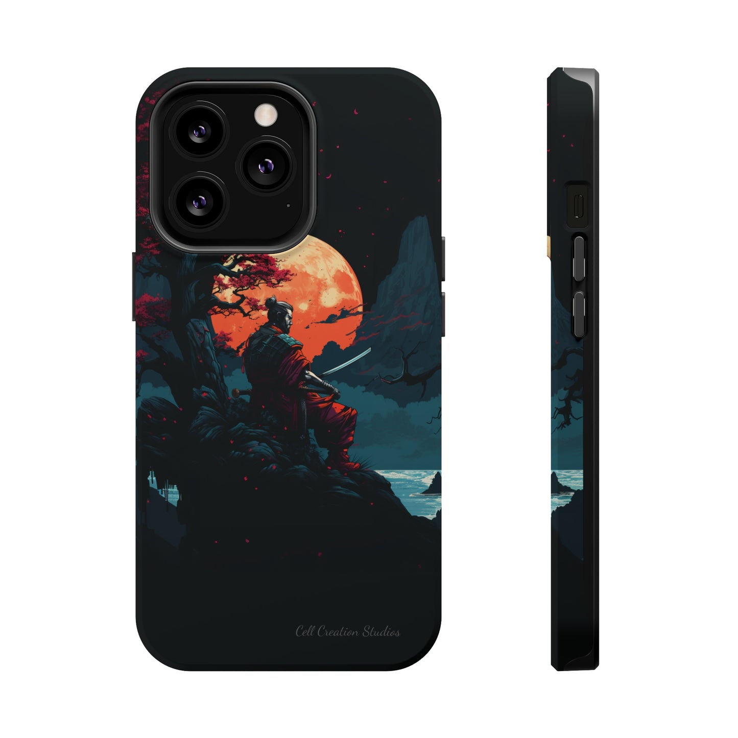 Introducing the "Moonlit Samurai Serenity" Cell Phone Case – Embrace Elegance and Strength -MagSafe Tough Cases