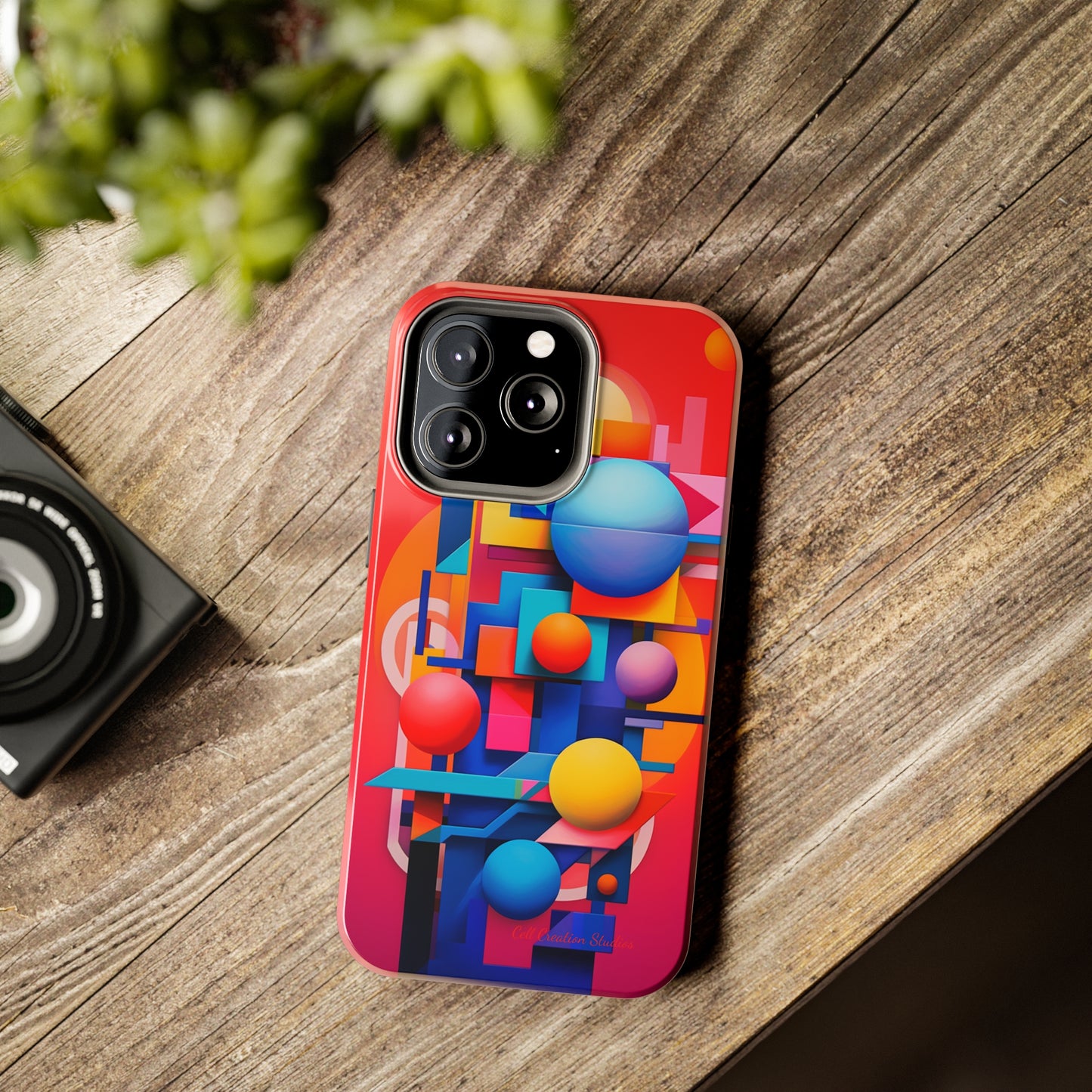 The "Geometric Red Background" Cell Phone Case- Upgrade Your Phone's Aesthetics -Tough Phone Cases