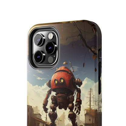 Introducing the "Urban Encounter" Cell Phone Case – Witness the Epic Convergence of Man and Giant Robot -Tough Phone Cases