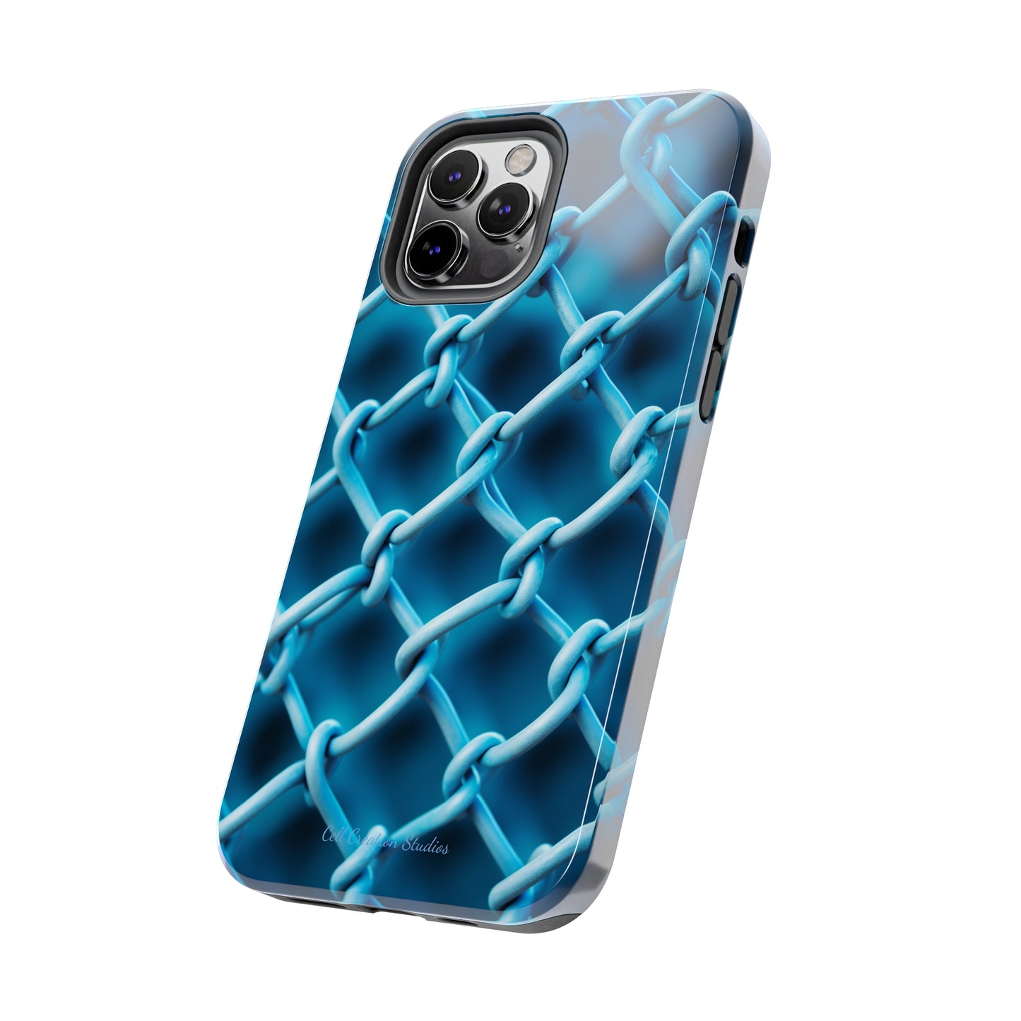 Introducing the "Elegant Chainlink" Cell Phone Case – Embrace Contemporary Style with Blue Chain Link Design -Tough Phone Cases