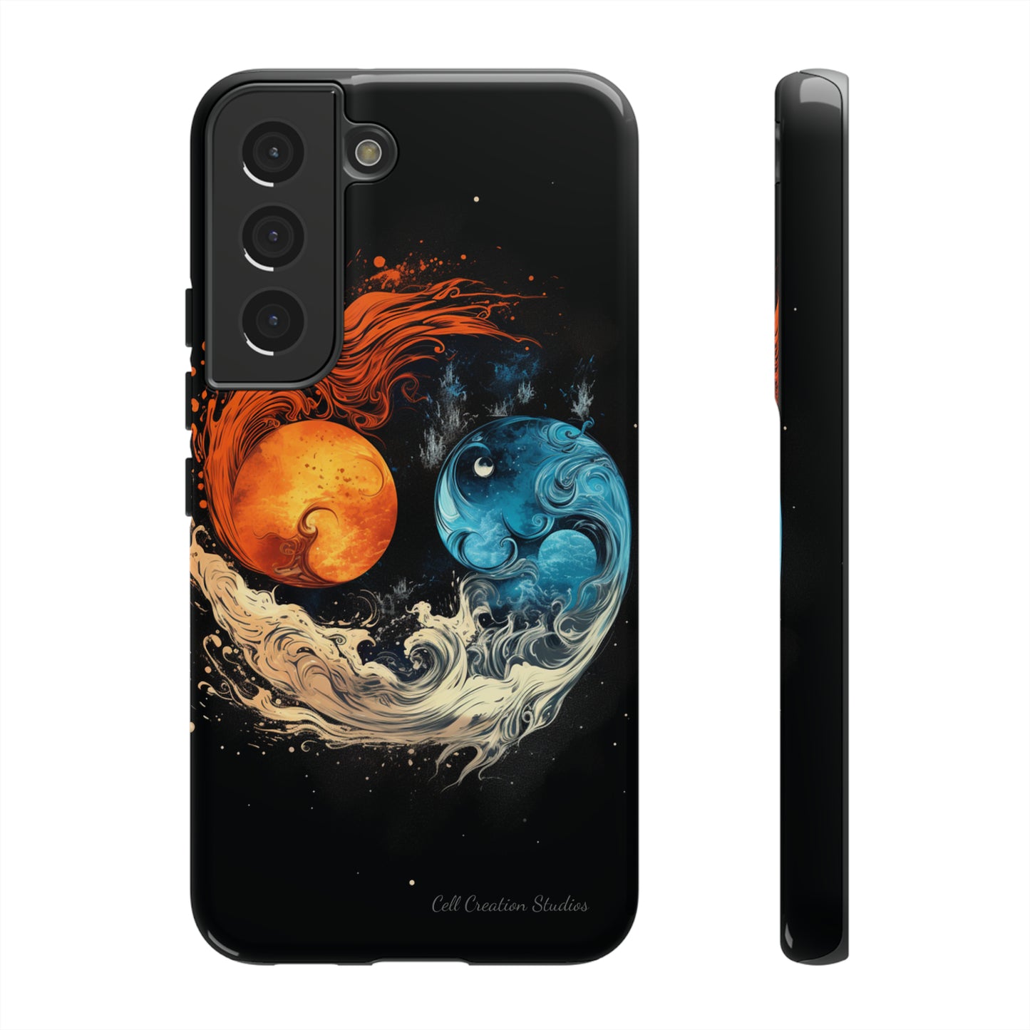 "Harmony in Contrast: Orange and Blue Yin and Yang" Phone Case -Tough Cases