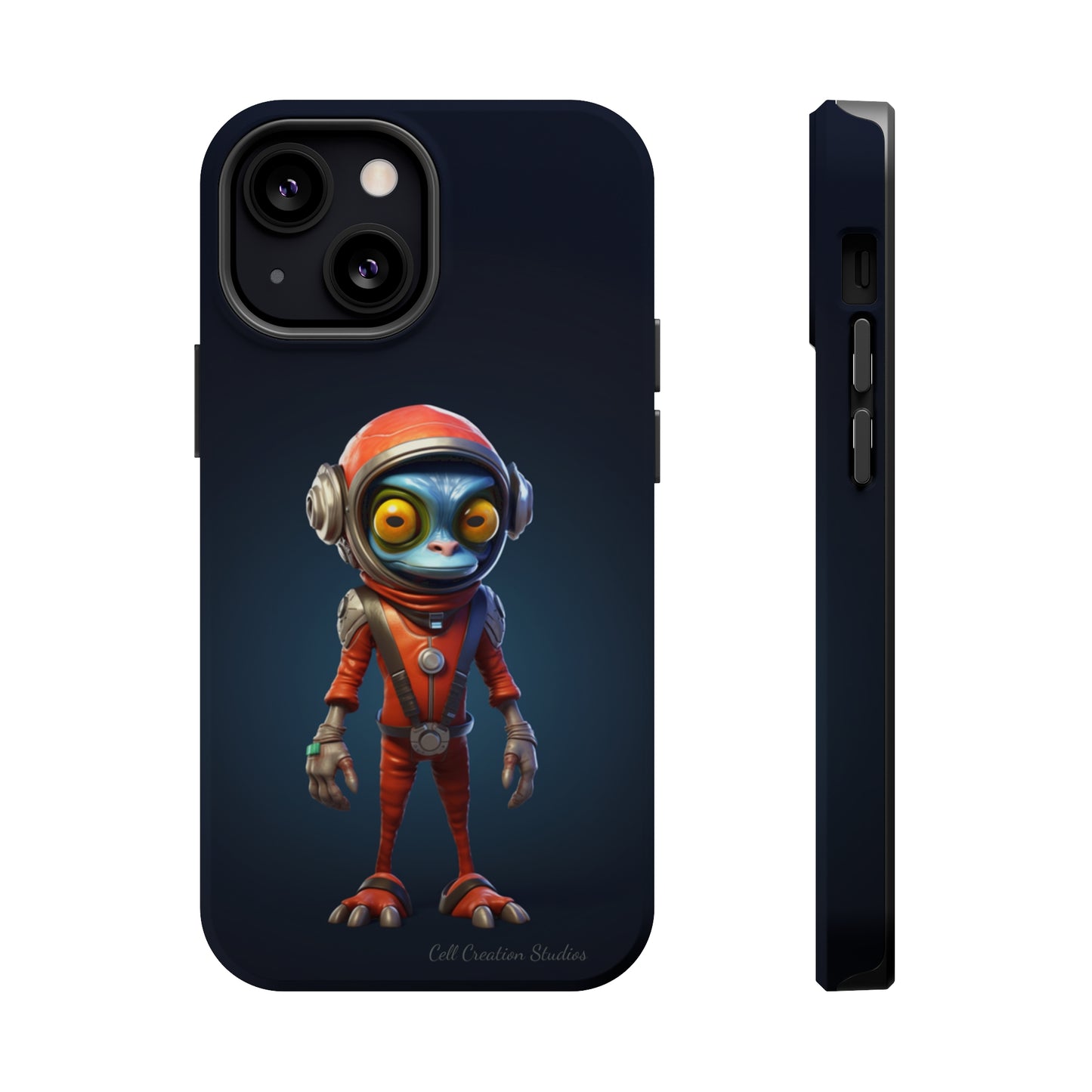 The "AstroGuard" Animated Blue Alien Astronaut Phone Case -MagSafe Tough Cases