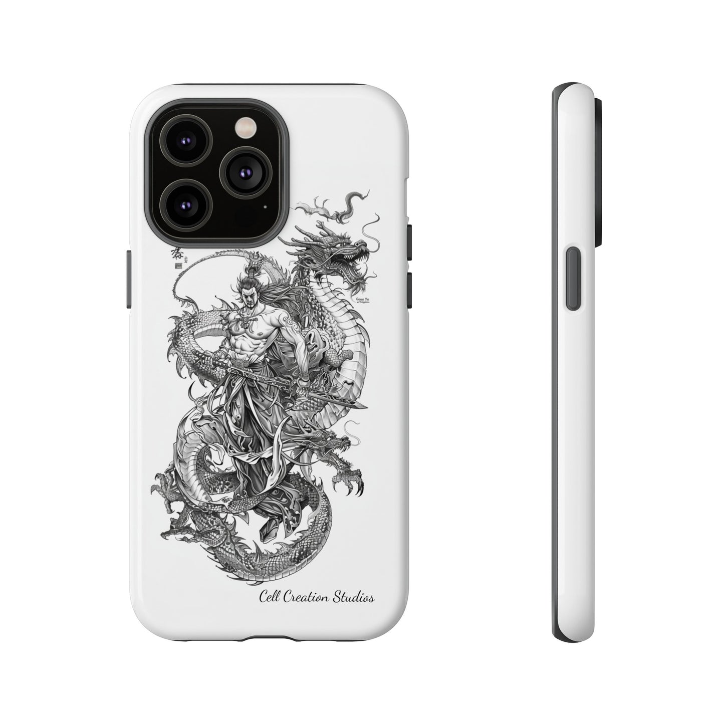 "Samurai and Dragon Sketch" -Tough iPhone Cases