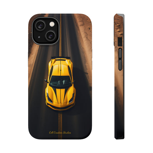 Introducing the "Desert Speedster" Cell Phone Case – Feel the Thrill of a Ferrari Racing through the Desert! -MagSafe Tough Cases