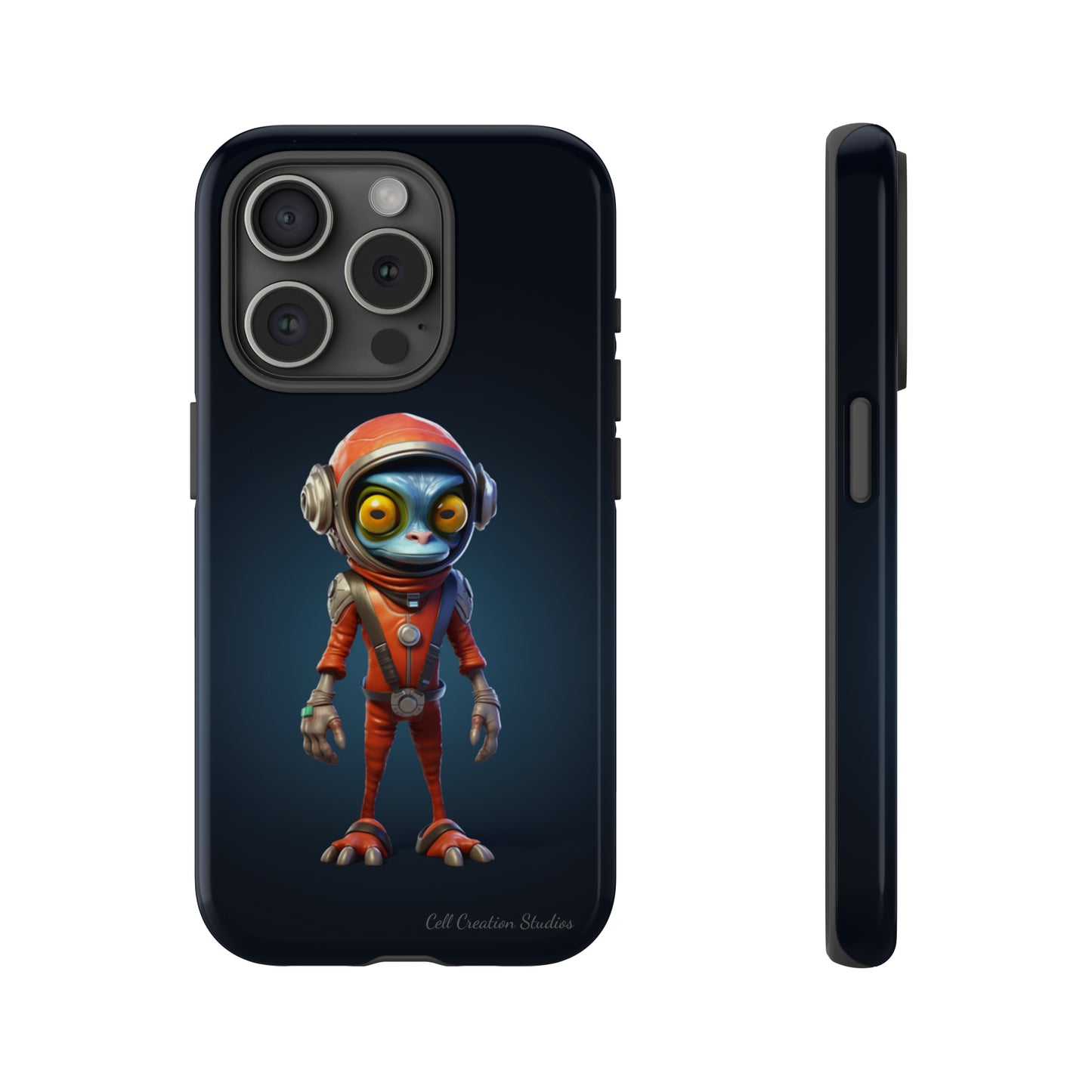 The "AstroGuard" Animated Blue Alien Astronaut Phone Case -Tough Cases