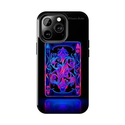 Introducing the "Neon Ace of Hearts" Cell Phone Case – Elevate Your Style with a Dazzling Card -Tough Phone Cases