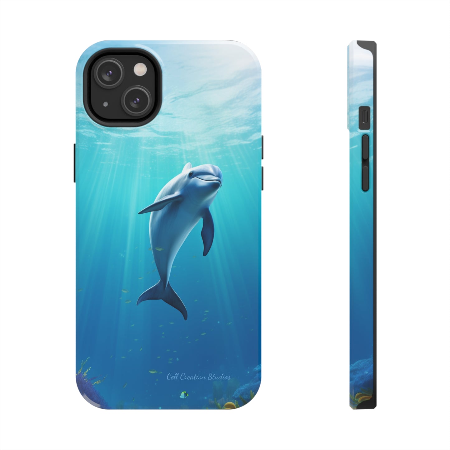 Introducing the "Dolphin Serenity" Cell Phone Case – Dive into Tranquility with a Graceful Dolphin -Tough Phone Cases