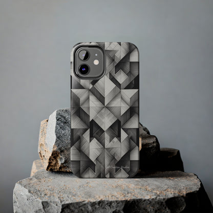 The "Black and White Geometric Pattern" Cell Phone Case- Elevate Your Phone's Style-Tough Phone Cases