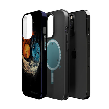 "Harmony in Contrast: Orange and Blue Yin and Yang Phone Case" -MagSafe Tough Cases