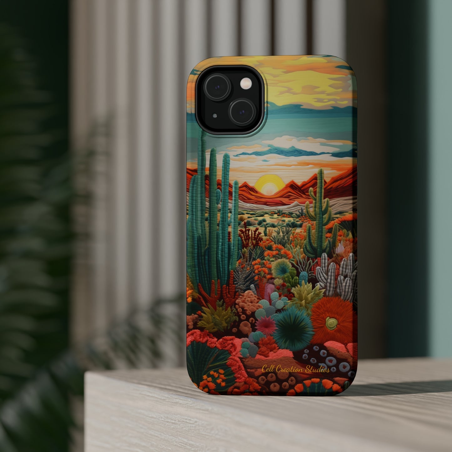 "Desert Bloom Embroidery" -MagSafe Tough iPhone Cases