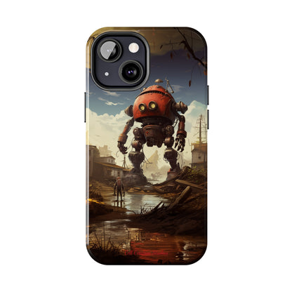 Introducing the "Urban Encounter" Cell Phone Case – Witness the Epic Convergence of Man and Giant Robot -Tough Phone Cases