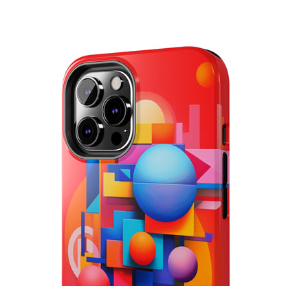 The "Geometric Red Background" Cell Phone Case- Upgrade Your Phone's Aesthetics -Tough Phone Cases