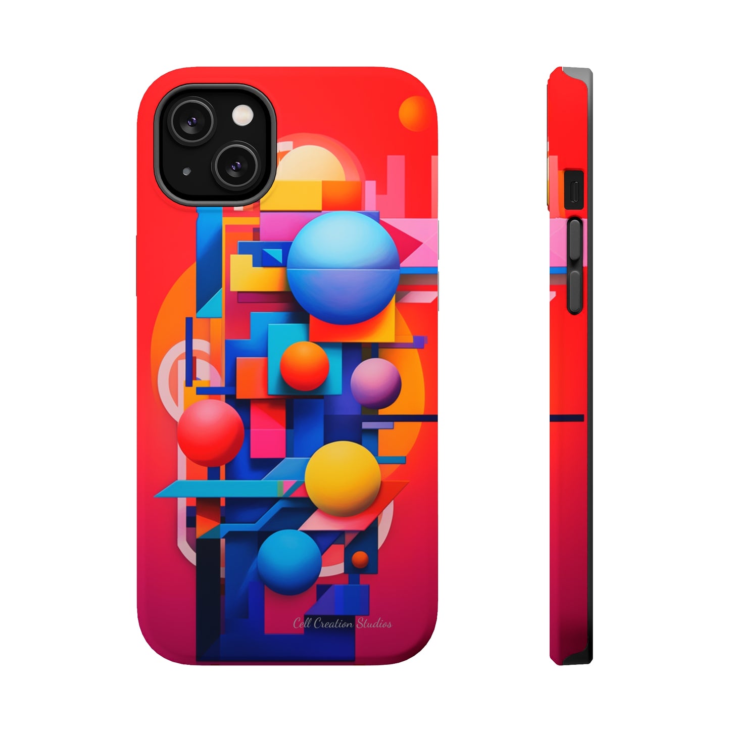 The "Geometric Red Background" Cell Phone Case- Upgrade Your Phone's Aesthetics -MagSafe Tough Cases