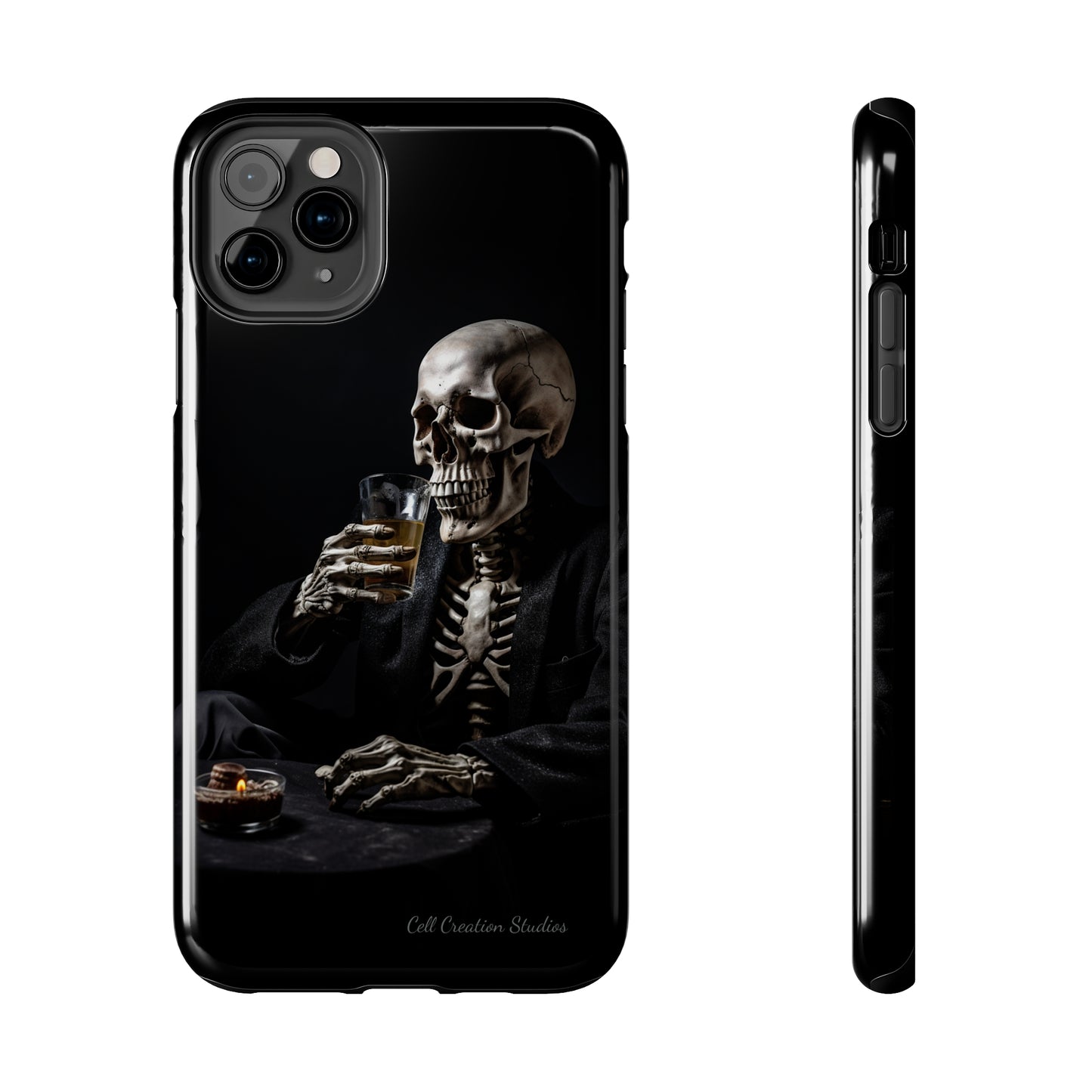 "Embrace the Dark Side with Our Skeleton Drinking Phone Case" -Tough Phone Cases