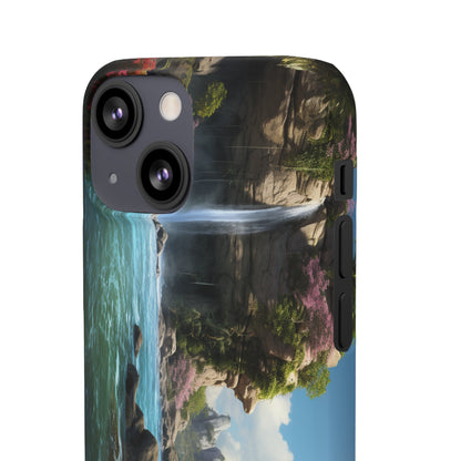 Introducing the "Nature's Cascade" Cell Phone Case – Capture Majestic Beauty with Rock Cliffs and Waterfall! -Snap Cases