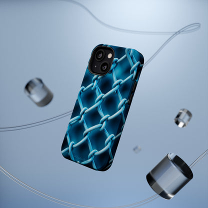 Introducing the "Elegant Chainlink" Cell Phone Case – Embrace Contemporary Style with Blue Chain Link Design -MagSafe Tough Cases