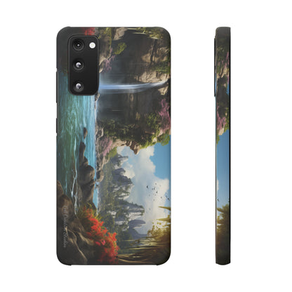 Introducing the "Nature's Cascade" Cell Phone Case – Capture Majestic Beauty with Rock Cliffs and Waterfall! -Snap Cases