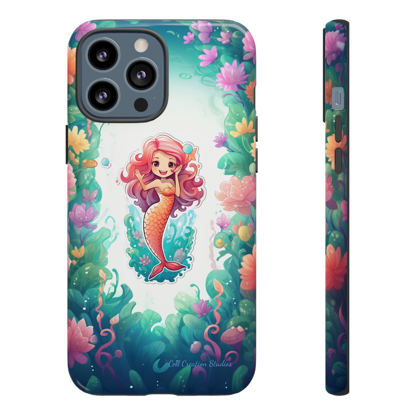 "Pink Seaflower Mermaid" -Tough iPhone Cases