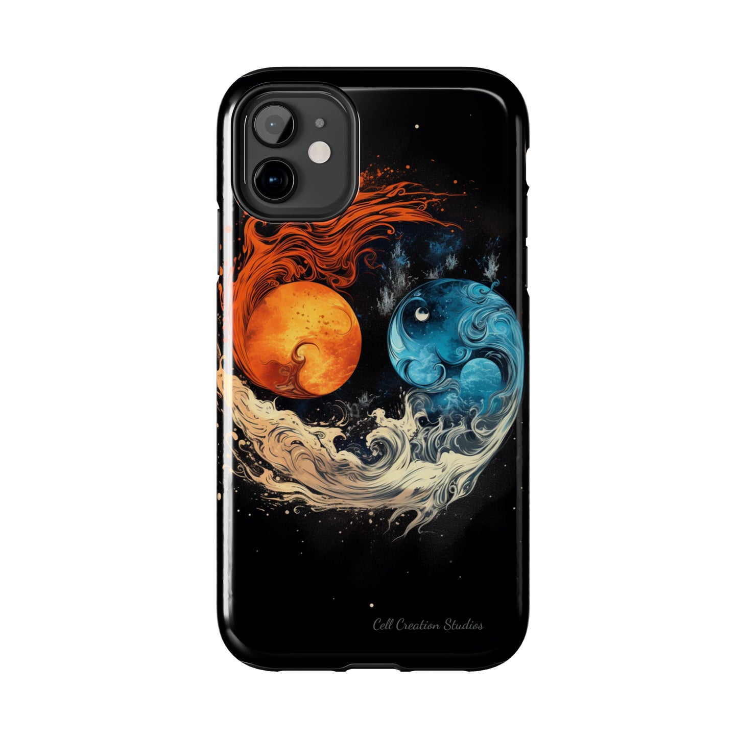 "Harmony in Contrast: Orange and Blue Yin and Yang Phone Case" -Tough Phone Cases