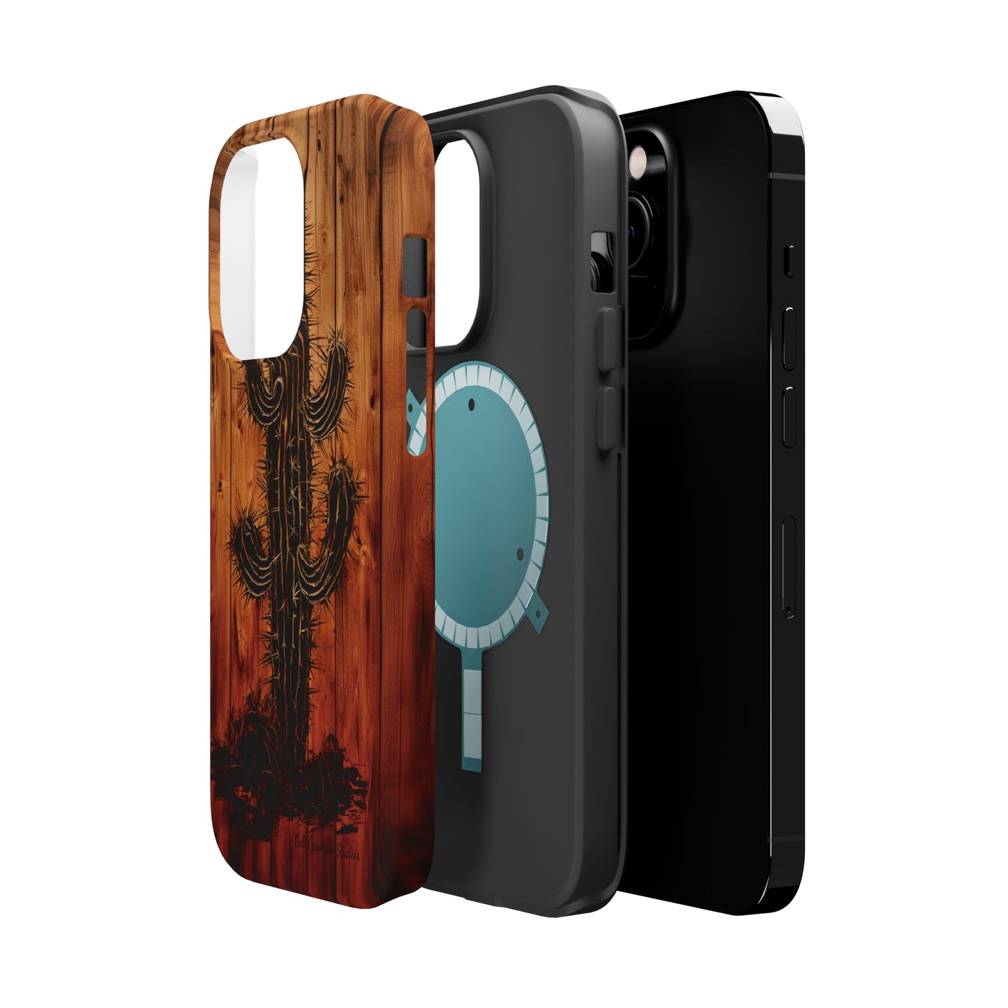 "Desert Vibes Cactus Burnt Wood Design" Phone Case -MagSafe Tough Cases