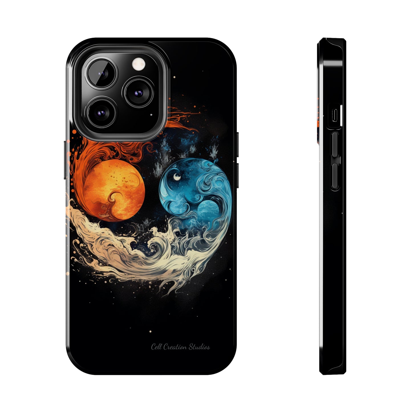 "Harmony in Contrast: Orange and Blue Yin and Yang Phone Case" -Tough Phone Cases