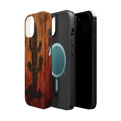 "Desert Vibes Cactus Burnt Wood Design" Phone Case -MagSafe Tough Cases