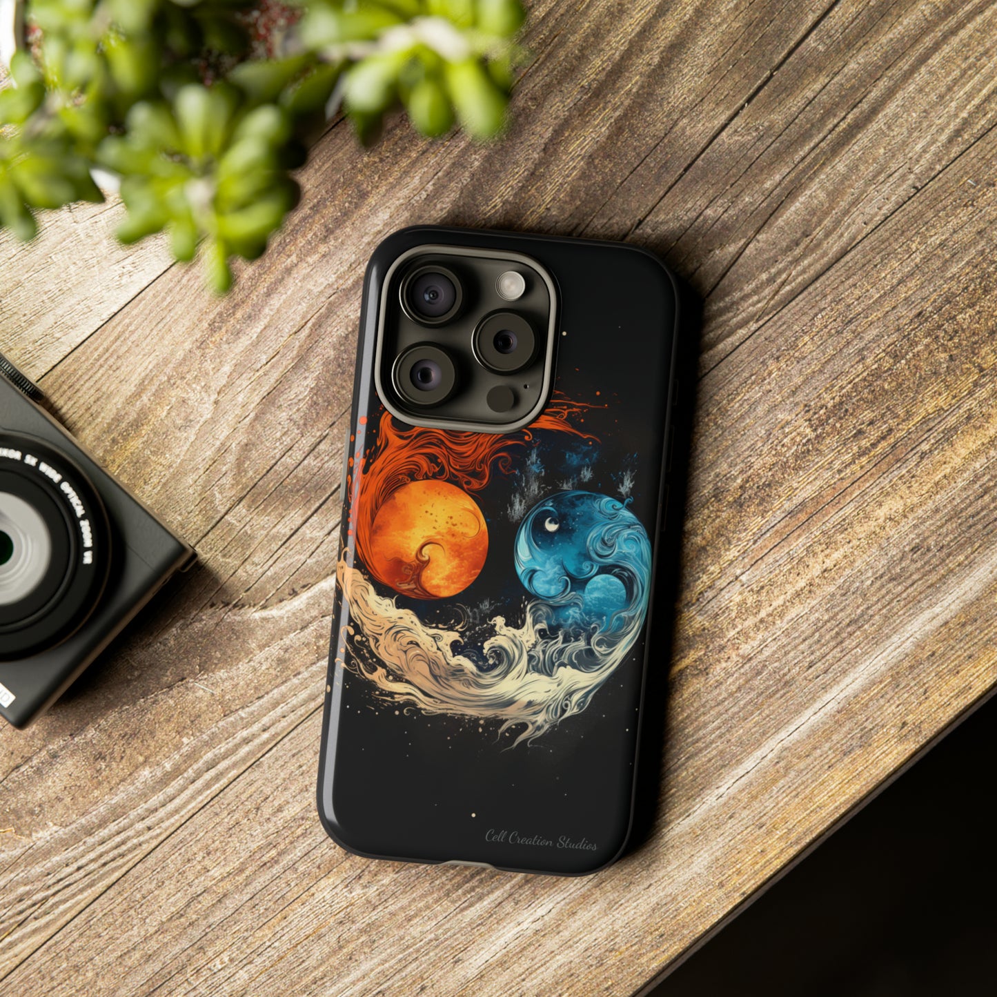 "Harmony in Contrast: Orange and Blue Yin and Yang" Phone Case -Tough Cases