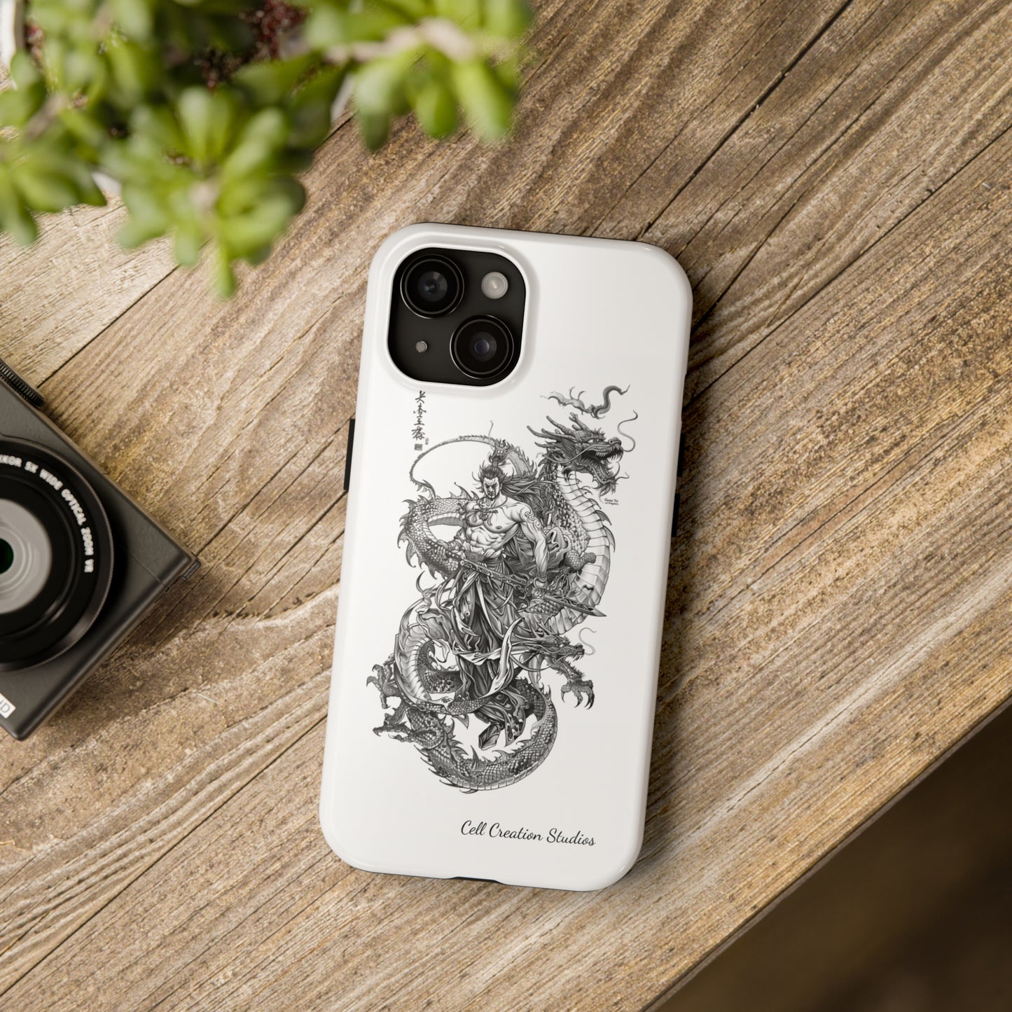 "Samurai and Dragon Sketch" -Tough iPhone Cases