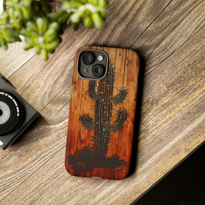 "Desert Vibes Cactus Burnt Wood Design" Phone Case -Tough Cases