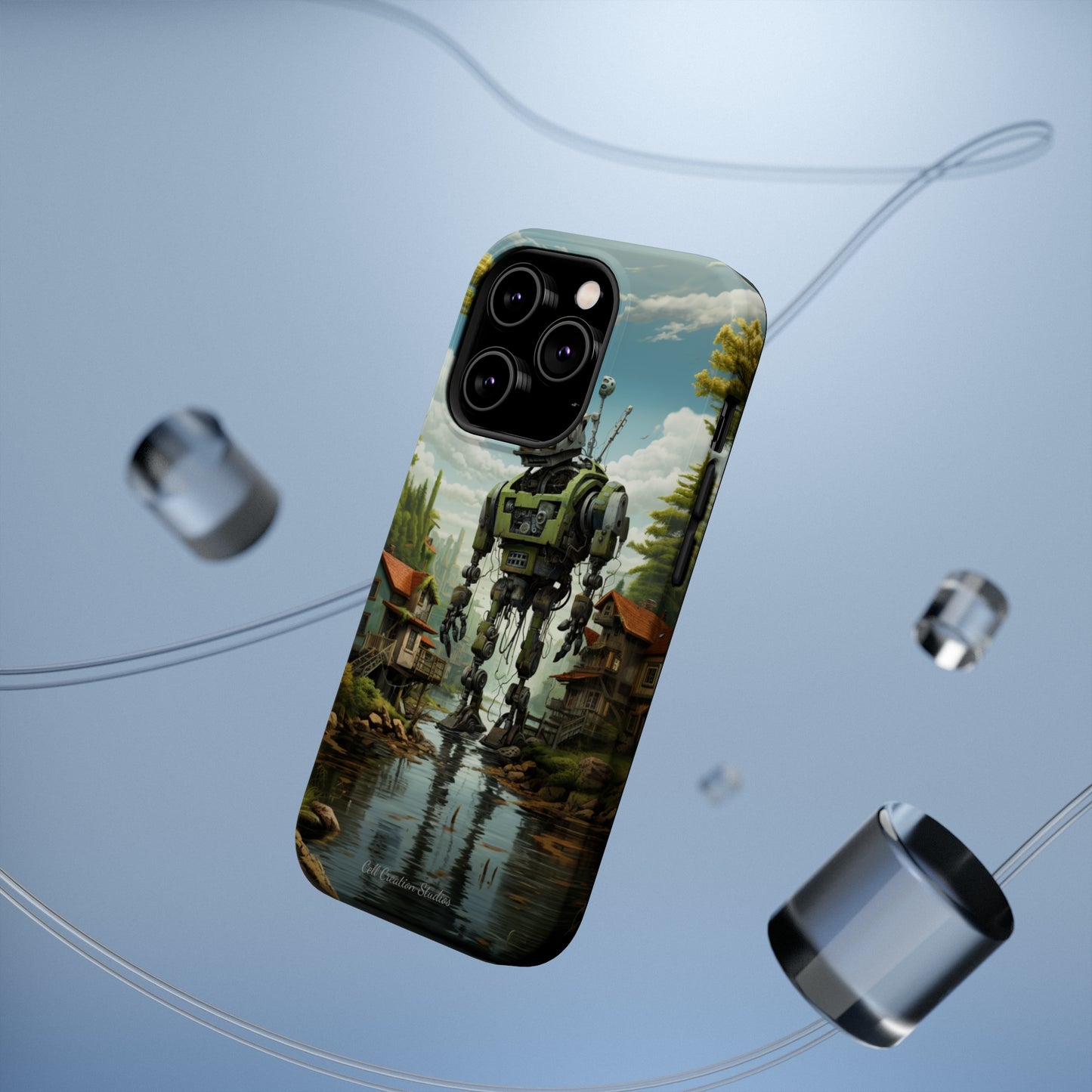 Introducing the "Robo-Rescue" Cell Phone Case – Witness a Heartwarming Scene of Robot Seeking Assistance -MagSafe Tough Cases