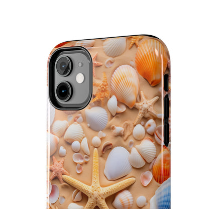 "Seaside Serenity Phone Case: Starfish and Seashells" -Tough Phone Cases