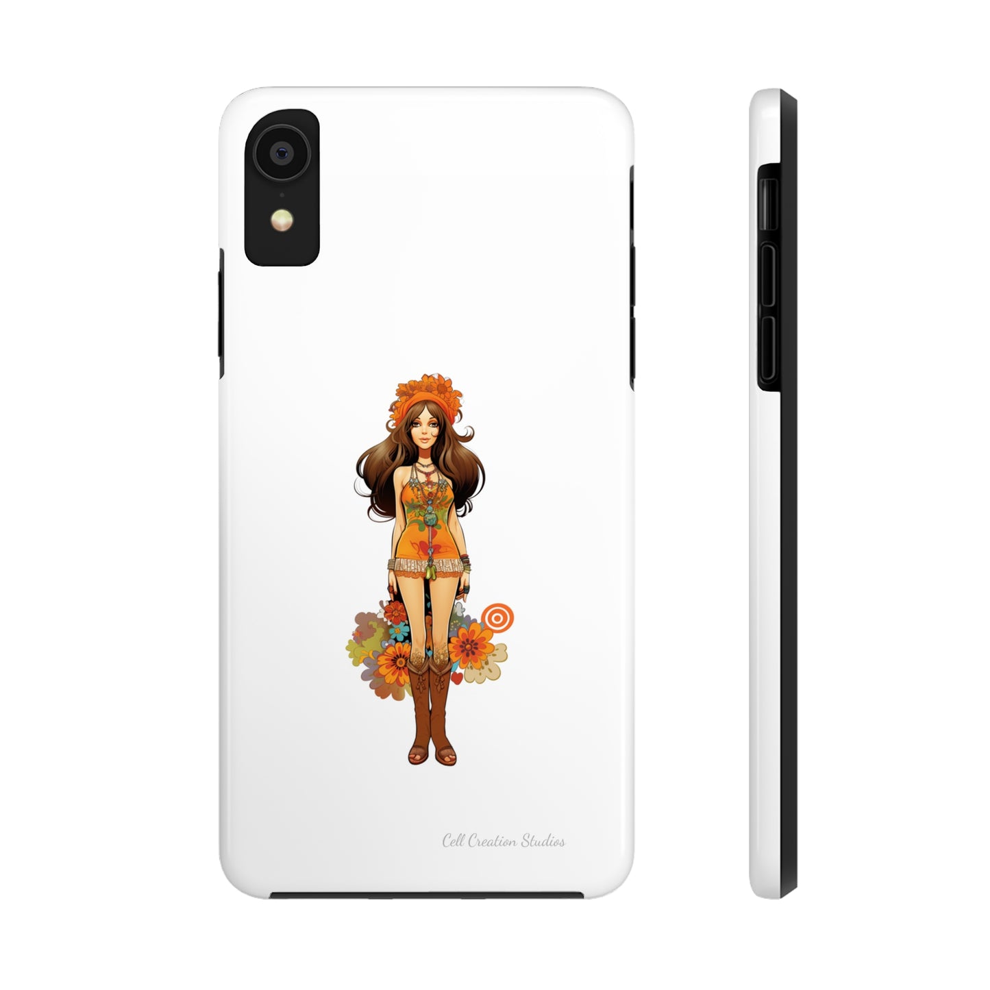 Introducing the "Groovy Hippie Chick" Cell Phone Case – Peace, Love, and Retro Style -Tough Phone Cases