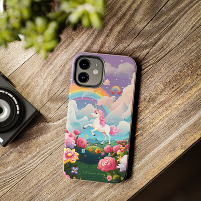 Introducing the "Floral Enchantment" Cell Phone Case – Embrace Your Imagination with a Unicorn in a Field of Flowers -Tough Phone Cases