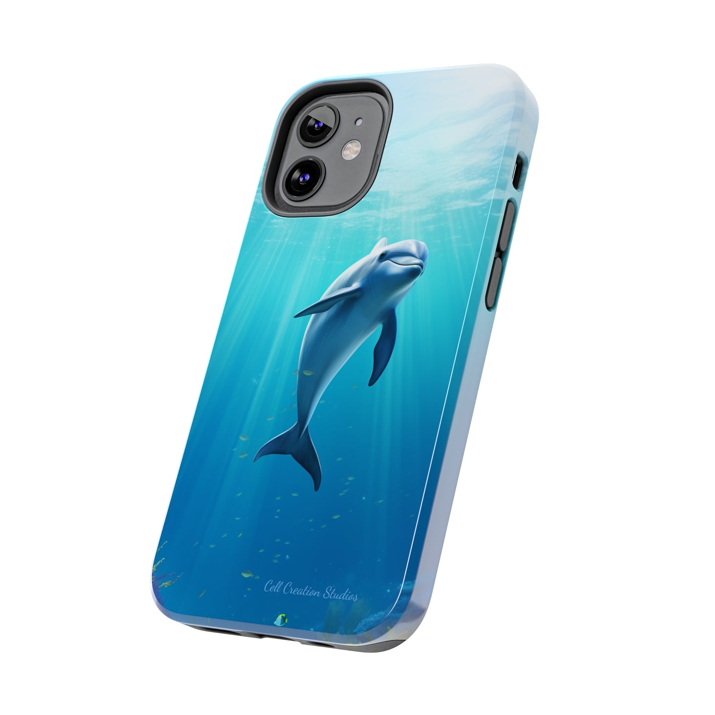 Introducing the "Dolphin Serenity" Cell Phone Case – Dive into Tranquility with a Graceful Dolphin -Tough Phone Cases