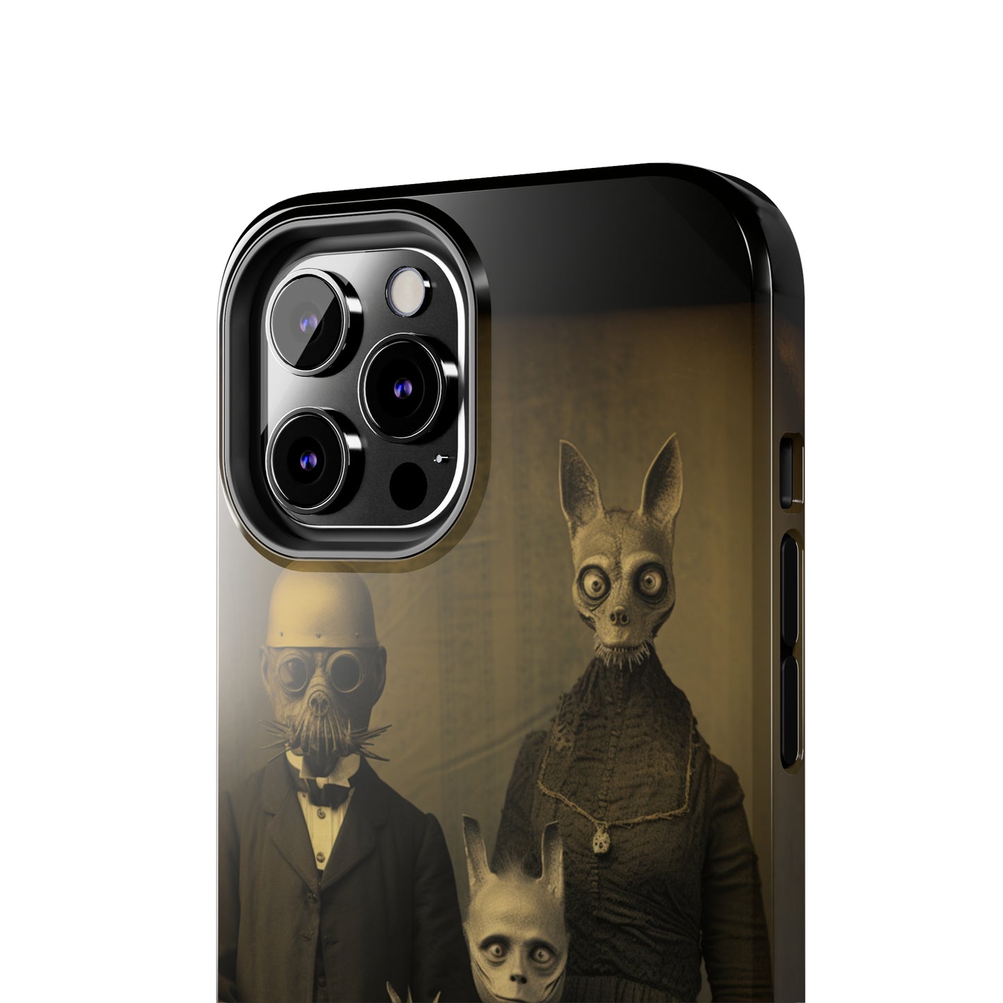 Introducing the "Vintage Odd Creatures" Cell Phone Case – Step into the Eerie Charm of a Haunting Family Portrait -Tough Phone Cases