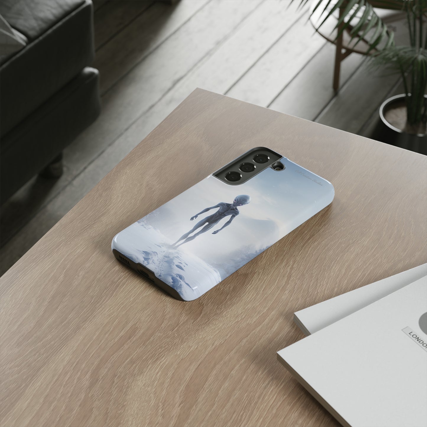 Introducing the "Frosty Extraterrestrial" Cell Phone Case – Embrace Alien Intrigue Amidst the Snowscape -Tough Cases