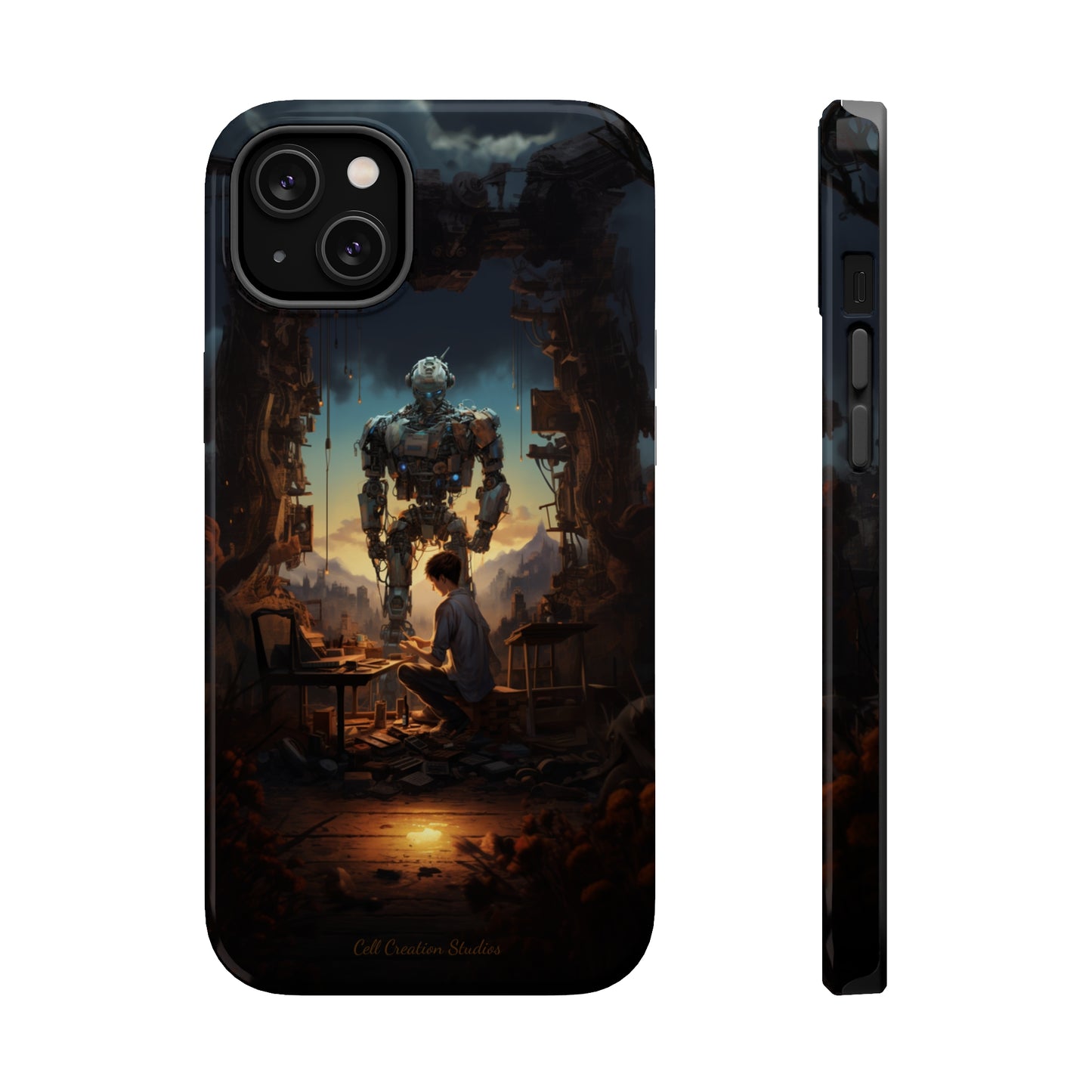 Introducing the "Mechanical Bond" Cell Phone Case – Witness a Captivating Moment of Giant Robot and Boy -MagSafe Tough Cases